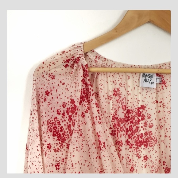 Princess Polly Mini Dress Flirty Smocked Waist Long Sheer Sleeves Tiered Skirt 6 - Picture 4 of 13